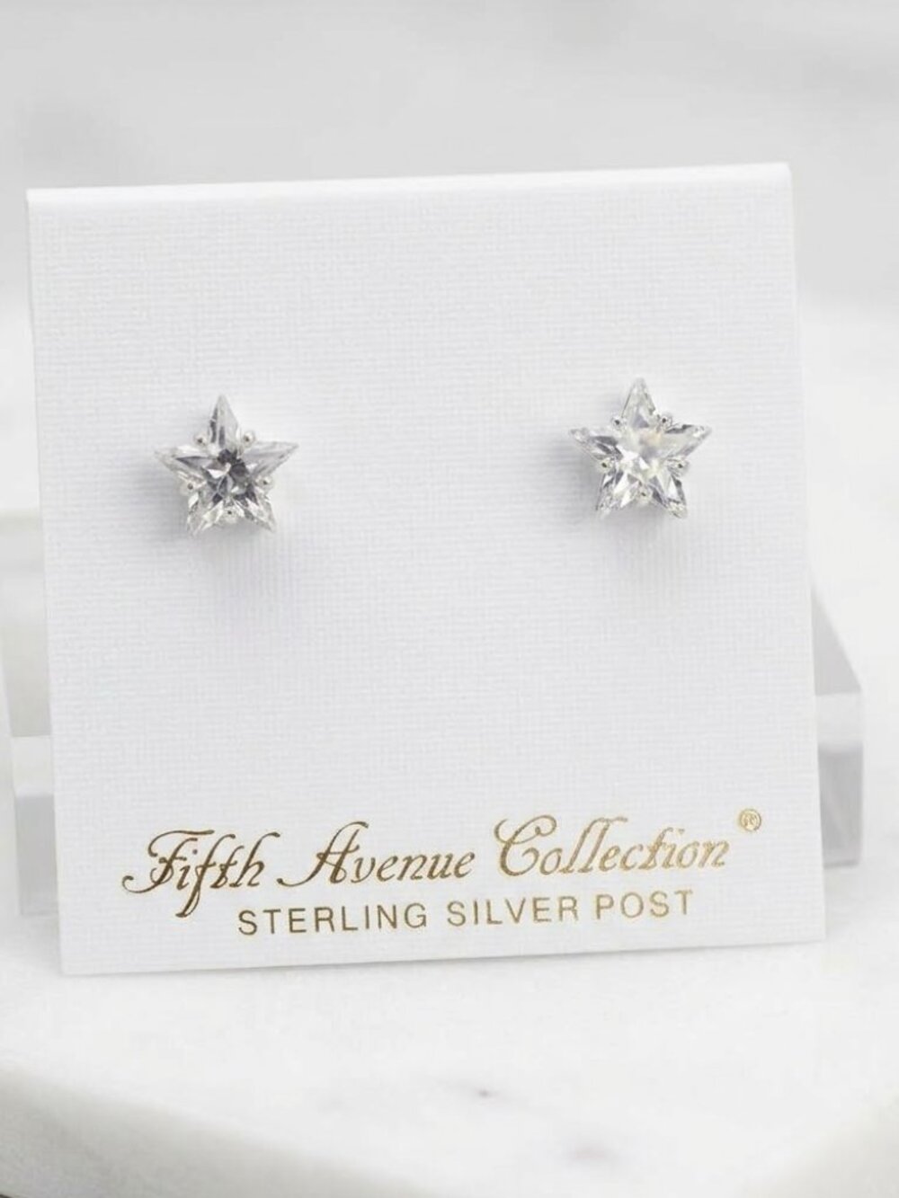 Fifth Avenue Sparkling Star Cubic Zirconia Earrings Sterling Silver Post NWT